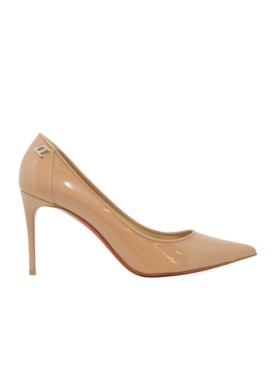 Shop Christian Louboutin Nude Patent Leather Sporty Kate 85 Pumps