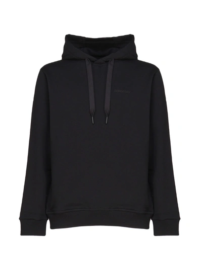 Shop Burberry Check Cotton Sweatshirt With Ekd And Hood In Black