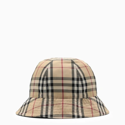 Shop Burberry Beige Hat With Vintage Check Motif Women In Multicolor