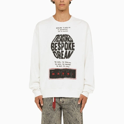 Shop Marni White Crewneck Sweatshirt With Print Men