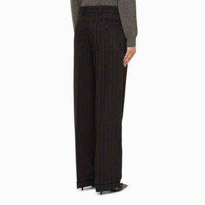 Shop Miu Miu Black Wool Pinstripe Trousers Women