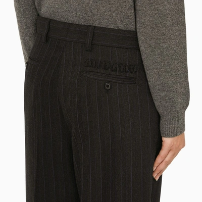 Shop Miu Miu Black Wool Pinstripe Trousers Women