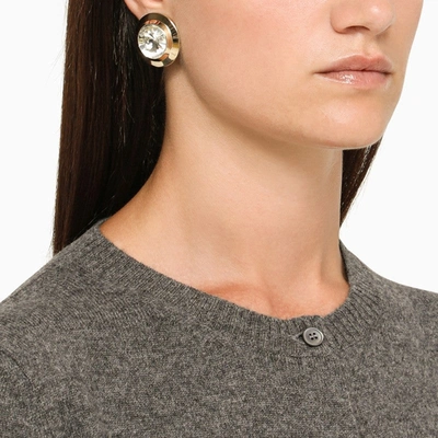 Shop Miu Miu Clip Earrings With Cubic Zirconia Women In Silver