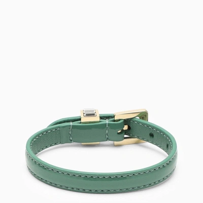 Shop Miu Miu Sage Leather Bracelet Women In Green