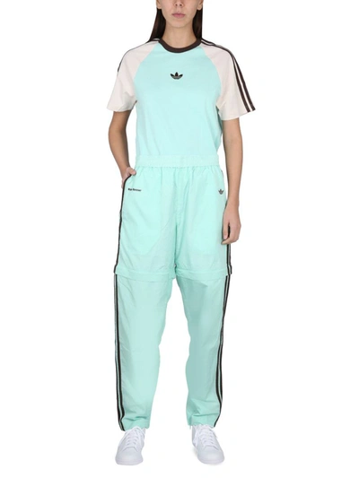 Shop Adidas Originals By Wales Bonner Nylon Jogging Pants With Logo Unisex In Azure