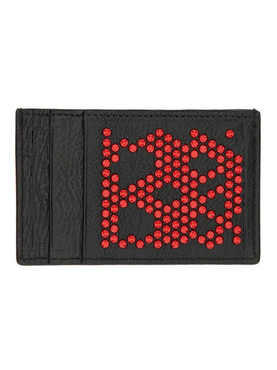 Shop Alexander Mcqueen Studded Card Holder In Black
