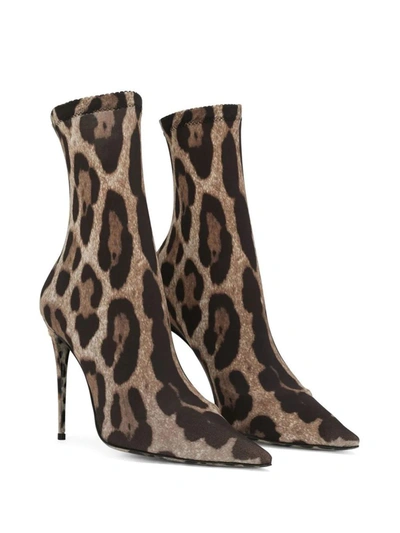 Shop Dolce & Gabbana Ankle Boots With Kim Dolce&gabbana Print In Brown