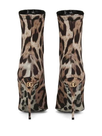 Shop Dolce & Gabbana Ankle Boots With Kim Dolce&gabbana Print In Brown