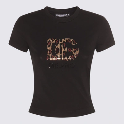 Shop Dolce & Gabbana Black And Brown Cotton T-shirt
