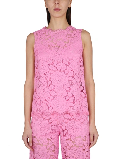 Shop Dolce & Gabbana Lace Top In Pink