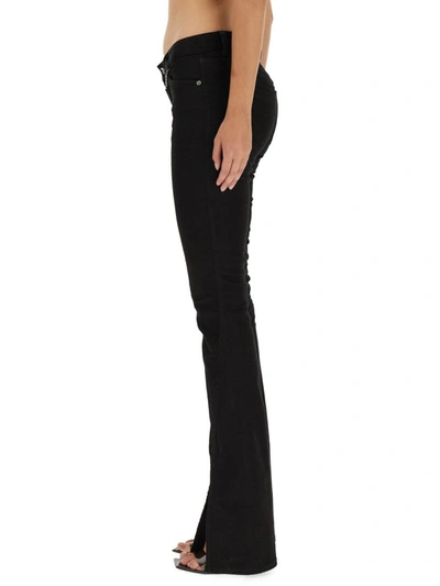 Dsquared2 Stretch Denim Jeans Trumpet With Ankle Slit 19cm In Black