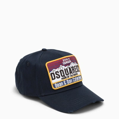 Shop Dsquared2 Navy Baseball Cap With Logo In Blue