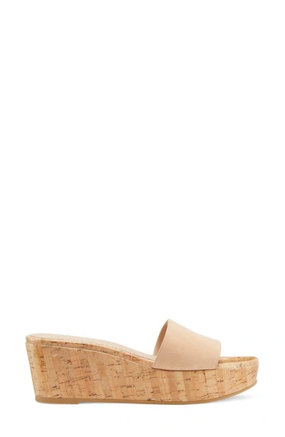 Stuart Weitzman Summer Suede Wedge Sandals In Adobe
