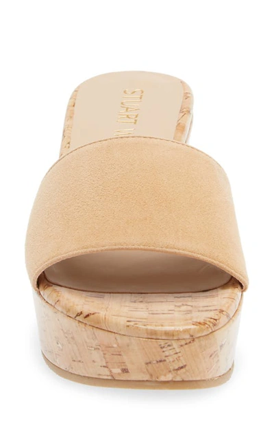 Stuart Weitzman Summer Suede Wedge Sandals In Adobe