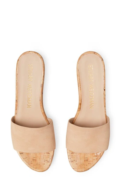 Stuart Weitzman Summer Suede Wedge Sandals In Adobe