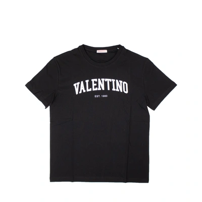 Shop Valentino Black Cotton Logo T-shirt