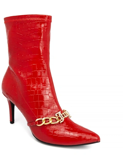 Shop Juicy Couture Tommi Womens Patent Animal Print Booties In Red