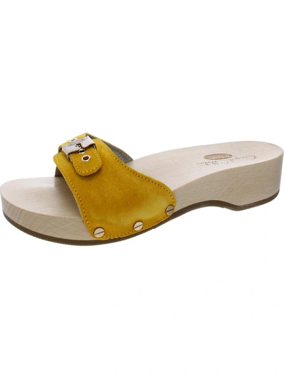 Shop Dr. Scholl's Shoes Original Womens Buckle Slide Wedge Sandals In Gold