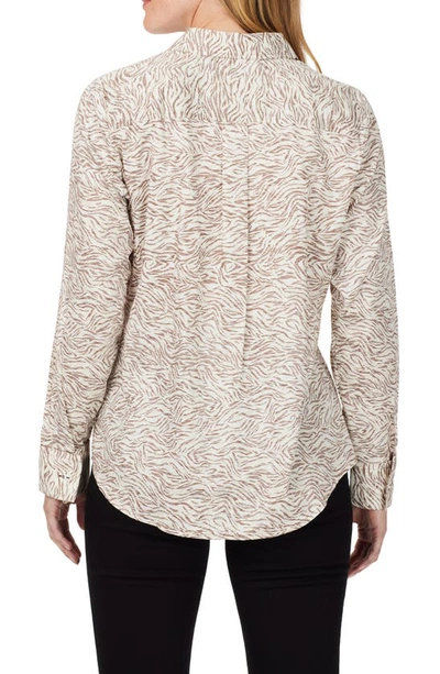 Foxcroft Davis Zebra Print Button-up Shirt In Ivory Multi