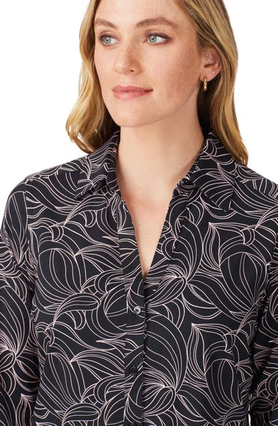 Foxcroft Swirling Slope Button-up Shirt In Black Multi