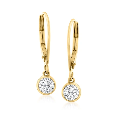 Ross-simons Bezel-set Diamond Drop Earrings In 14kt Yellow Gold In Gold
