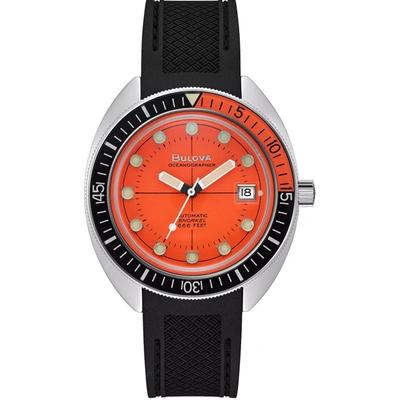 Shop Bulova Men's Devil Diver Orange Dial Watch In Silver