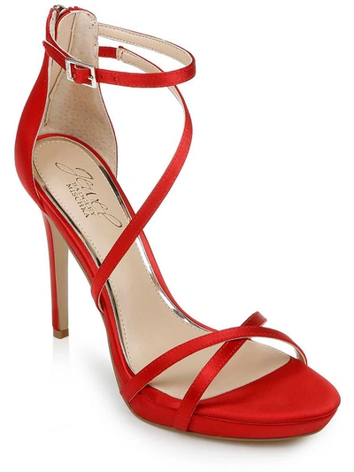 Shop Jewel Badgley Mischka Galen Womens Stiletto Evening Sandals In Red