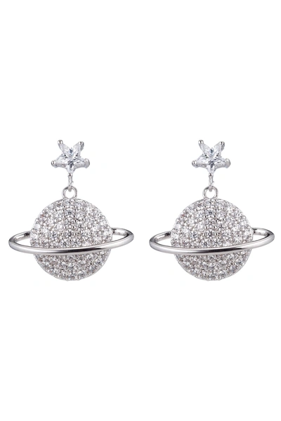 Eye Candy La Venus Cz Crystal Drop Earring In Silver