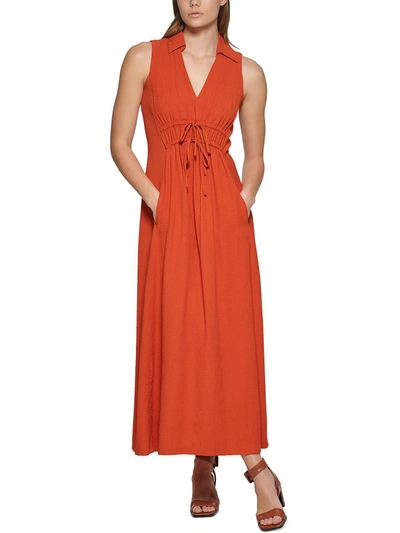 Shop Calvin Klein Womens Collar Long Maxi Dress In Grey