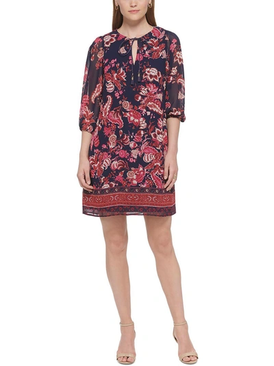 Shop Vince Camuto Plus Womens Floral Print Knee Shift Dress In Multi