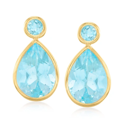 Shop Canaria Fine Jewelry Canaria Sky Blue Topaz Earrings In 10kt Yellow Gold