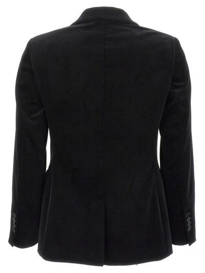 Shop Alberto Biani Double-breasted Velvet Blazer In Black