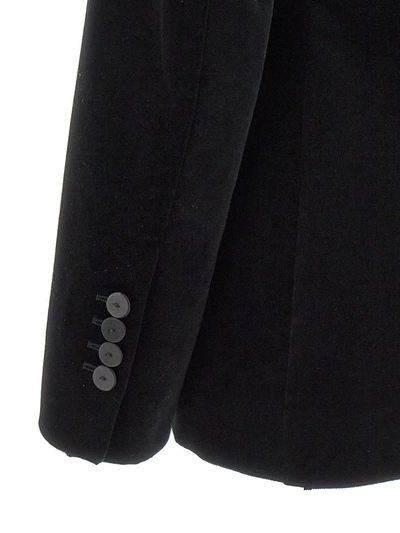 Shop Alberto Biani Double-breasted Velvet Blazer In Black