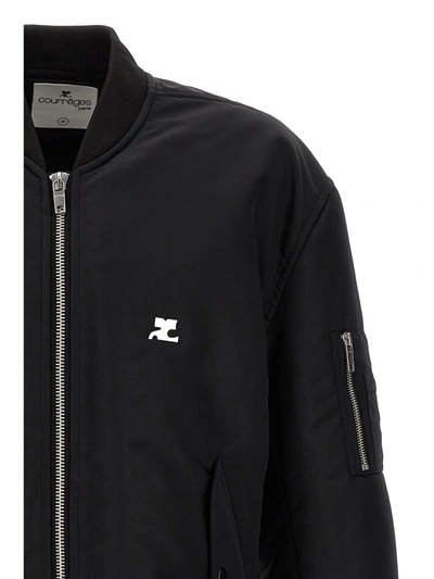 Shop Courrèges 'embroidered Nylon' Bomber Jacket In Black