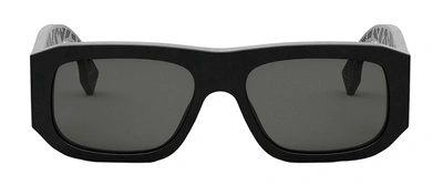 Shop Fendi Fe 40106 I 02a Flat Top Sunglasses In Grey