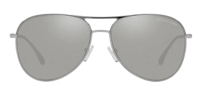 Shop Michael Kors Mk 1089 12086g Aviator Sunglasses In Silver