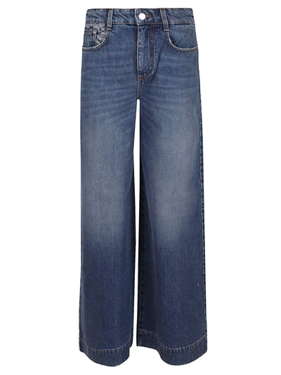 Shop Stella Mccartney Dark Blue Vintage And S Wave Wide Leg Jeans In Denim Blue
