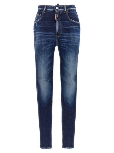 Shop Dsquared2 Twiggy Jeans In Navy Blue