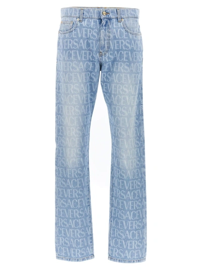 Shop Versace Jeans  Allover In Light Blue