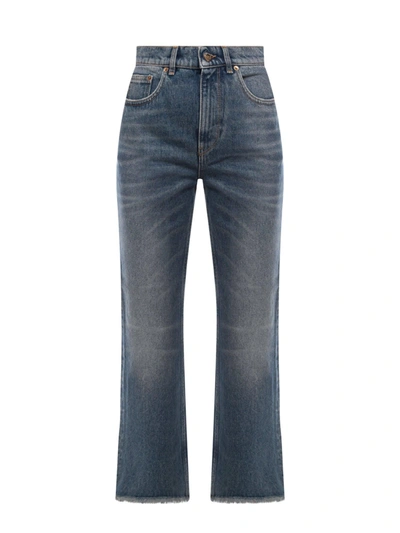Shop Golden Goose New Cropped Flare Jeans In Blue