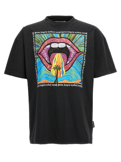 Shop Palm Angels Crazy Mouth T-shirt In Black