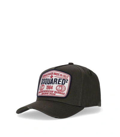 Shop Dsquared2 Military Green Baseball Cap With Patch In Verde