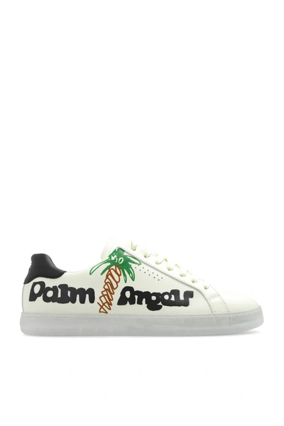 Shop Palm Angels Sneakers With Logo In Yellow