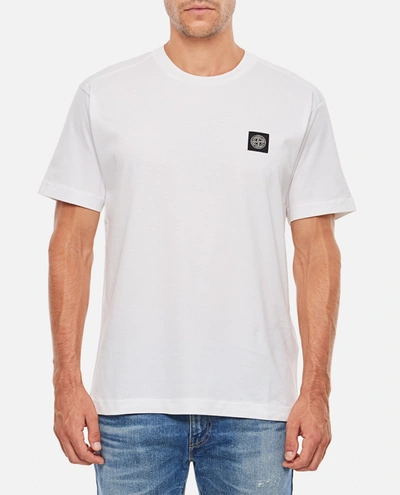 Shop Stone Island T-shirt Crew Neck Mini Logo In Bianco