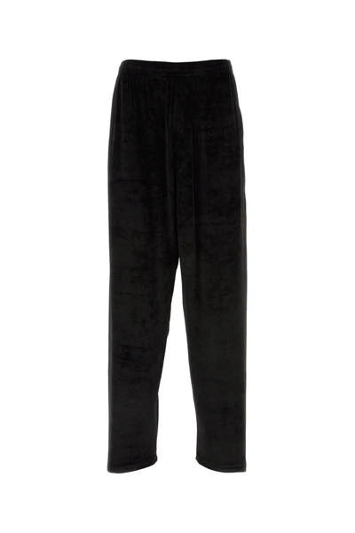 Shop Balenciaga Black Stretch Velvet Baggy Pant In Nero