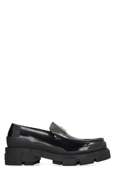 Shop Givenchy Terra Leather Loafers In Nero