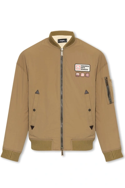 Shop Dsquared2 Padded Bomber Jacket In Olive Green