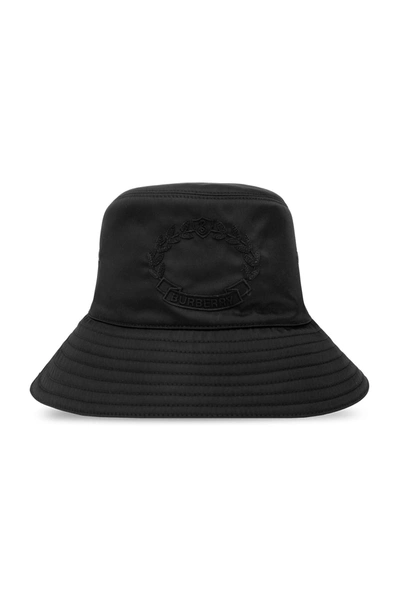 Shop Burberry Bucket Hat With Logo In Black