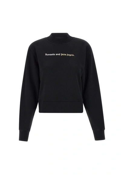 Shop Palm Angels Sunsets Cotton Sweatshirt In Black