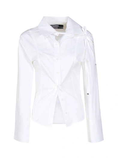 Shop Jacquemus The Ruban Shirt In Bianco